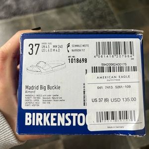Brand new in box Birkenstock Madrid big tortoise buckle almond size 37